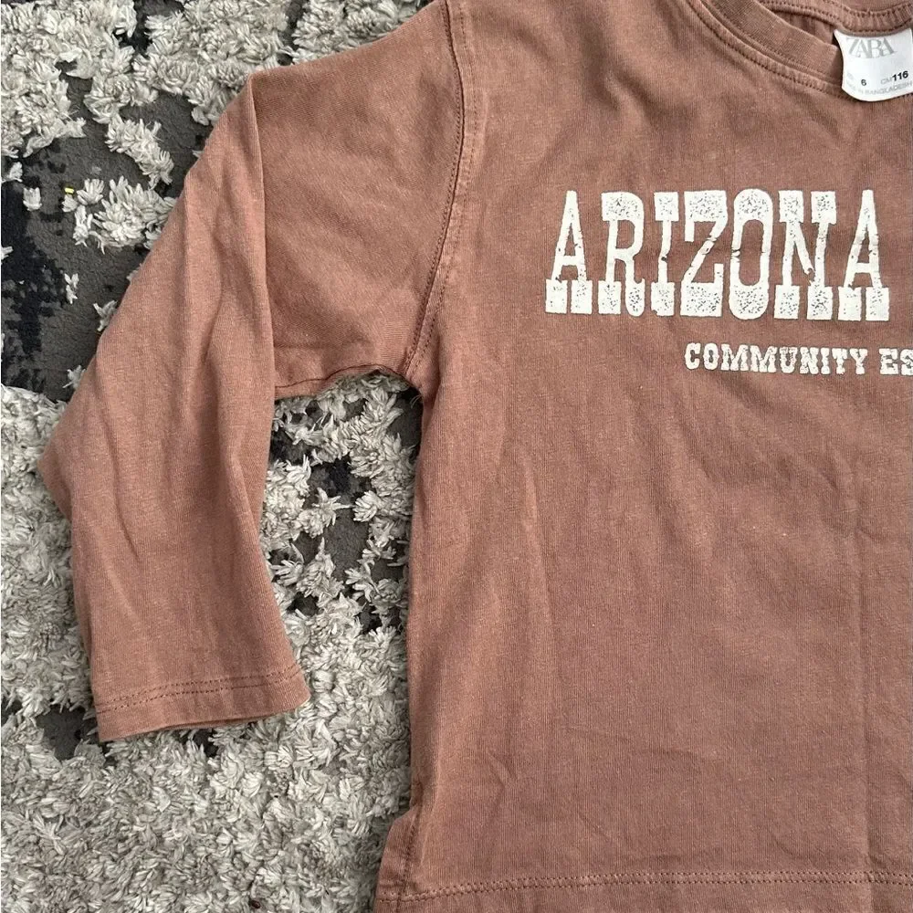 ZARA Kids | Brown | WASHED TEXT T-SHIRT